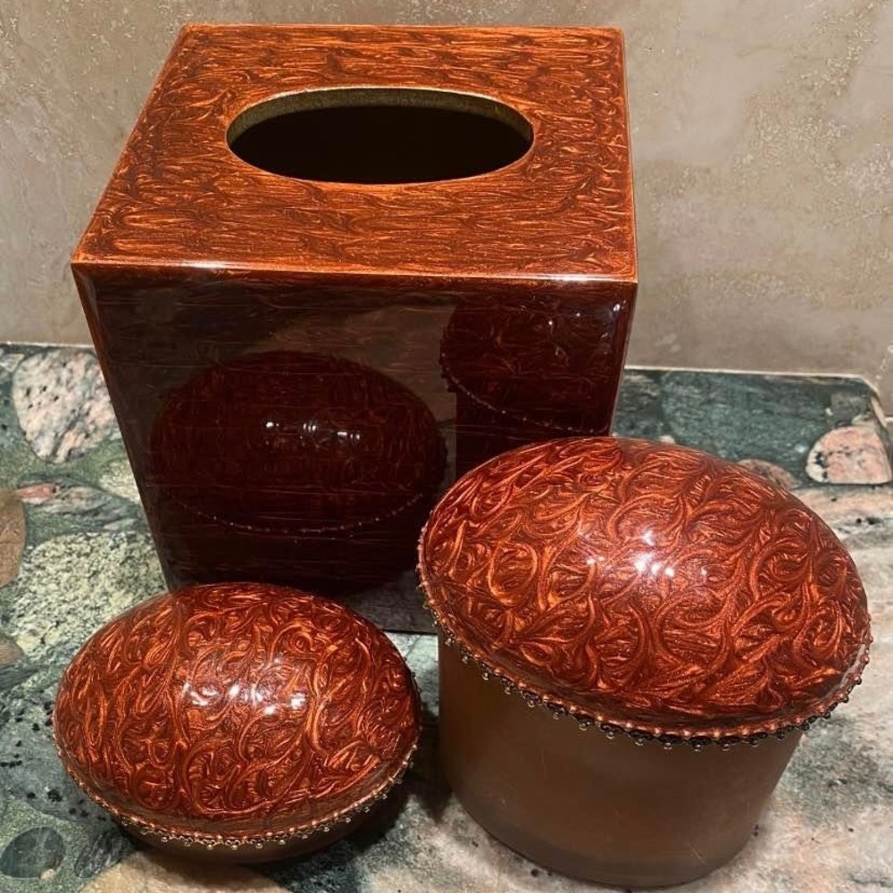 Vintage Mike + Ally Vanity Jar Set and Tissue Holder